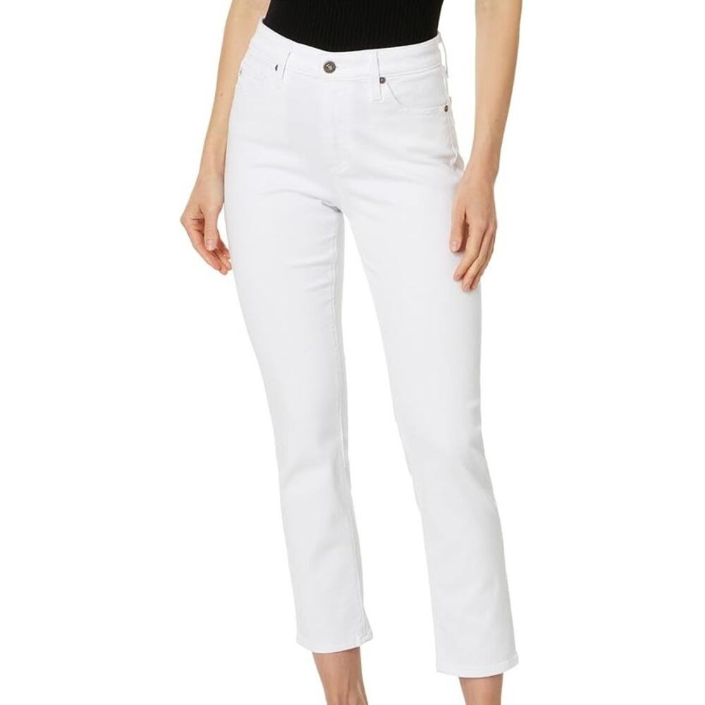 AG Adriano Goldschmied NWT Mari Crop High Rise Slim Straight Crop Jeans White 26